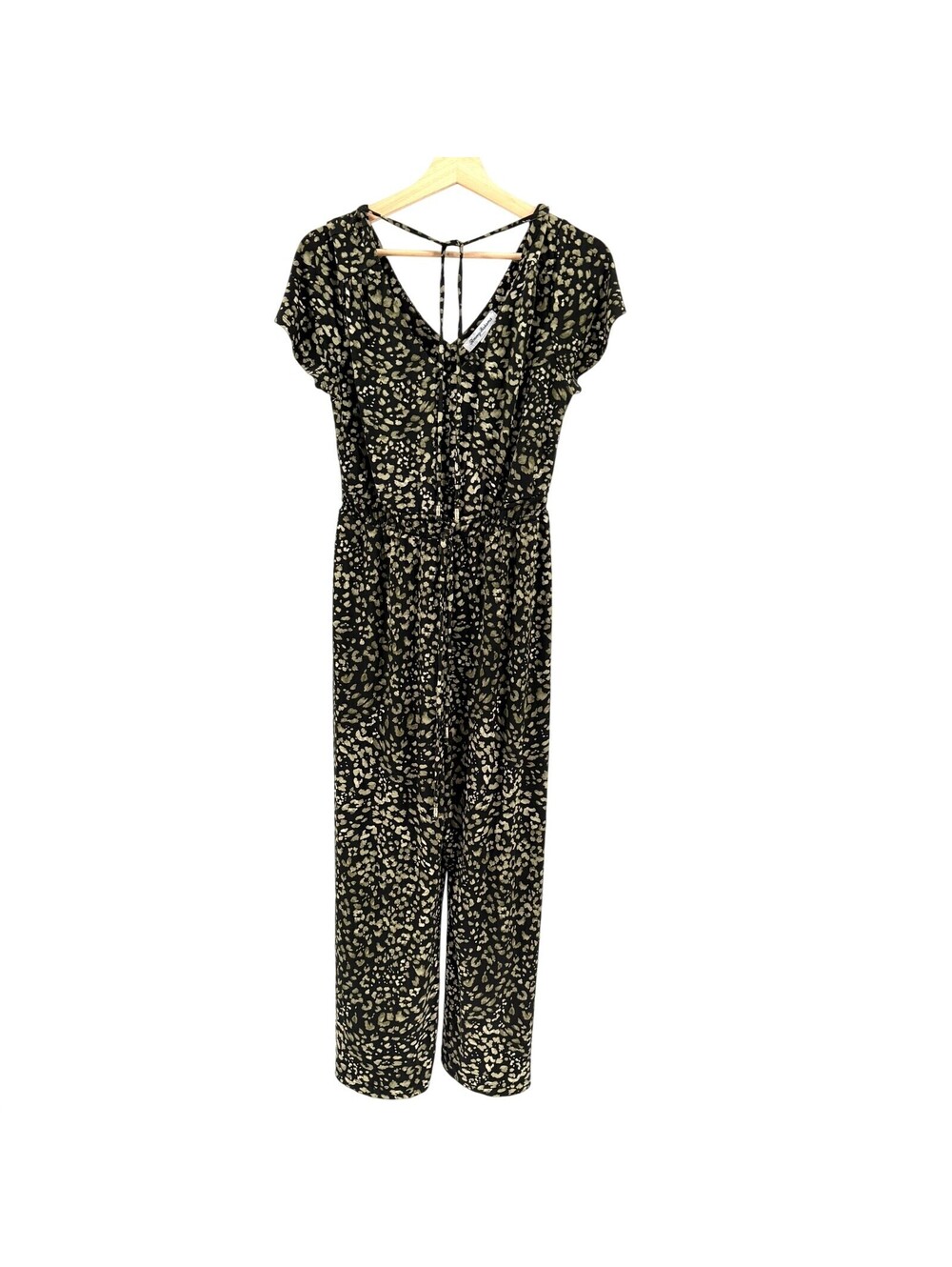 Tommy Bahama Black Green Leopard Print Wide Leg Jumpsuit